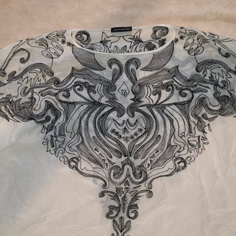 Josie Natori Black and White Blouse